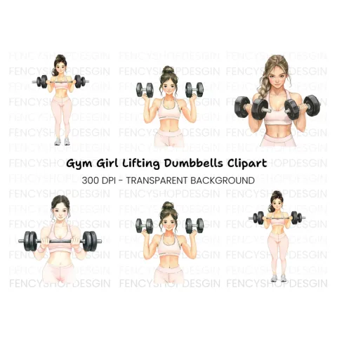 Pretty Girl Fitness Clipart Bundle