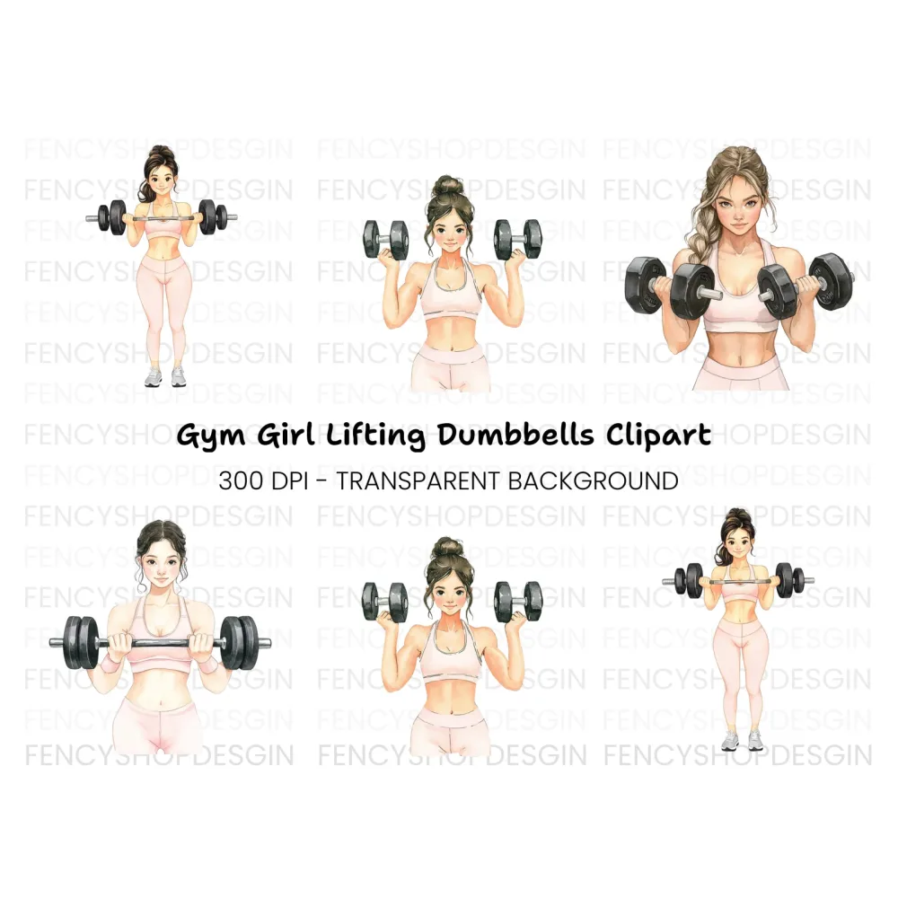 Pretty Girl Fitness Clipart Bundle