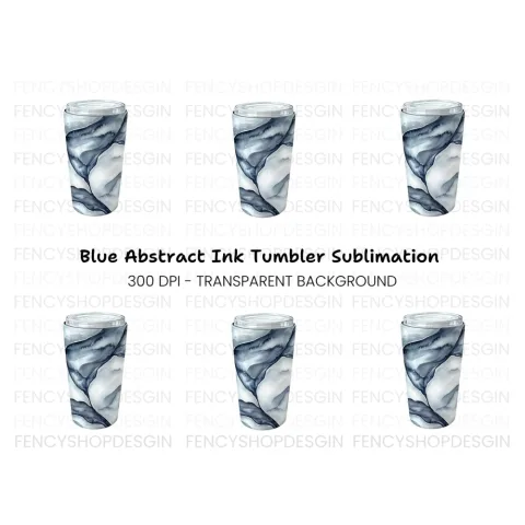 Blue Leaves Tumbler Clipart Bundle