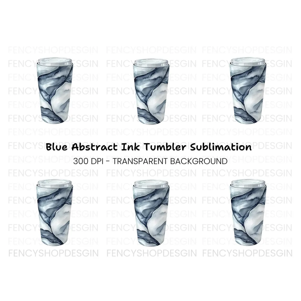 Blue Leaves Tumbler Clipart Bundle