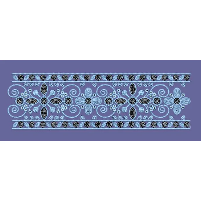 Floral Scroll Ornate Decorative Border Embroidery Design