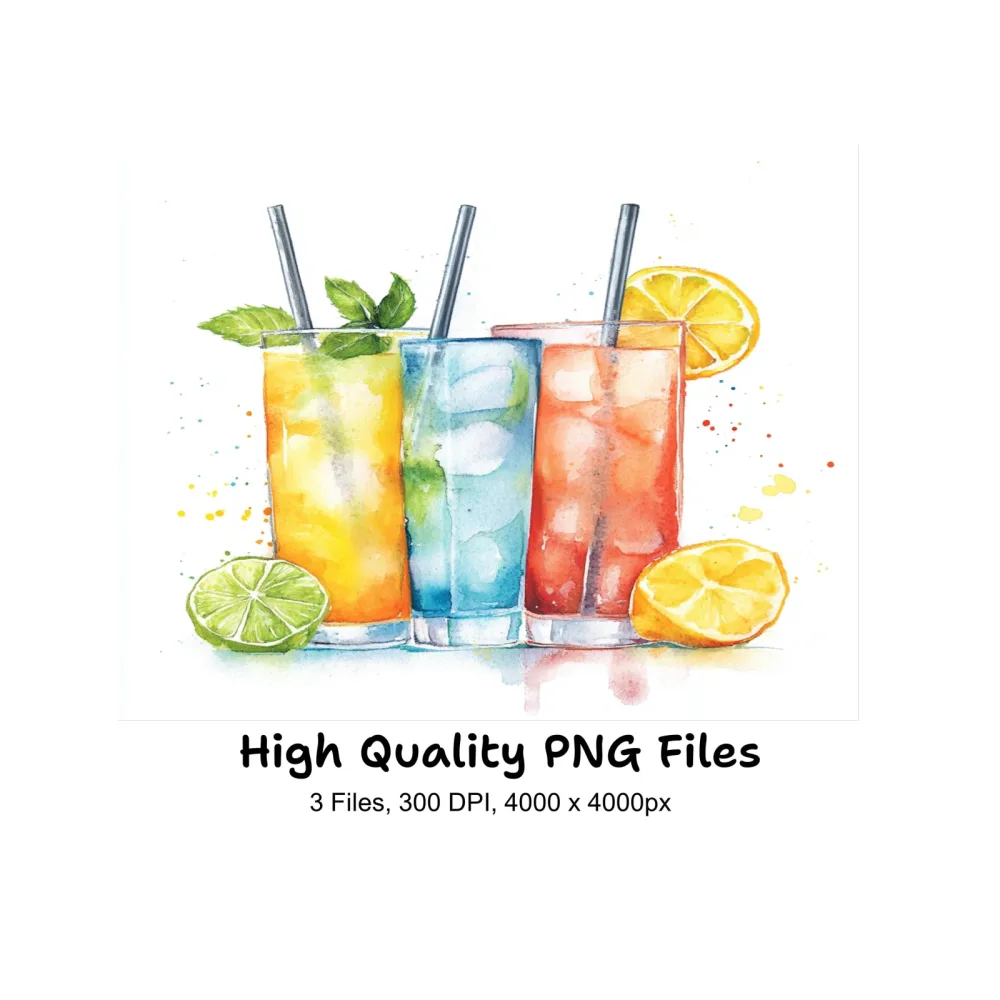 Colorful Iced Drink Clipart Bundle