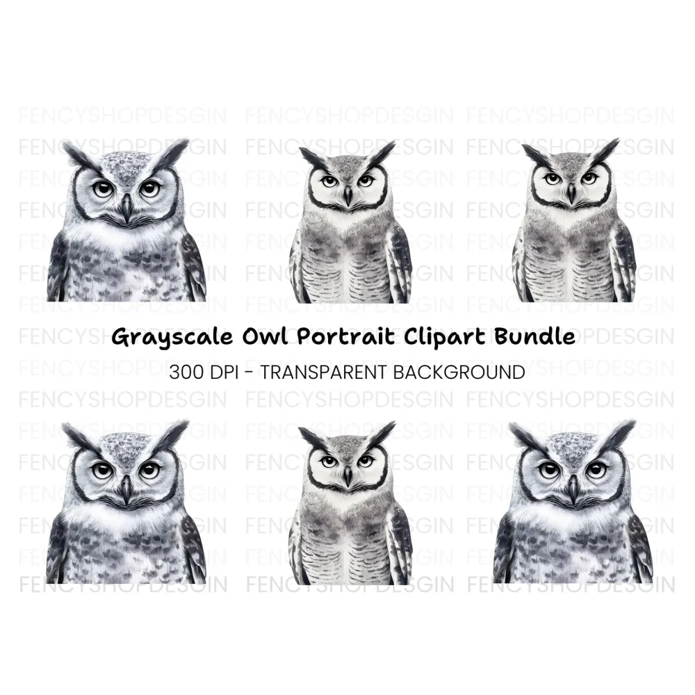Majestic Horned Owl Clipart Bundle