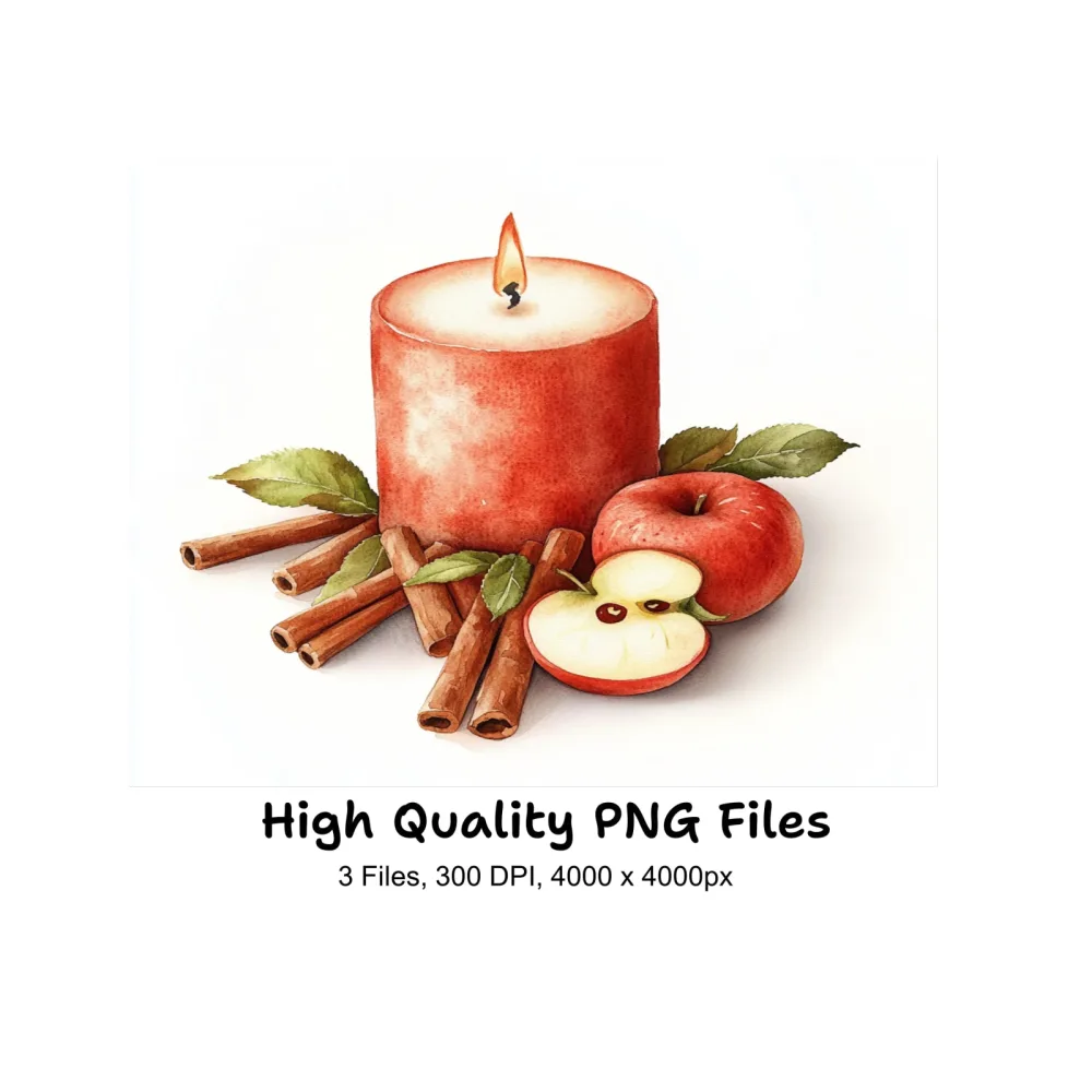 Apple Cinnamon Candle Clipart Bundle