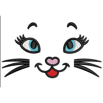 Cat Face Embroidery Design