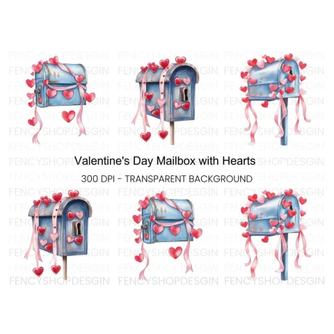 Valentine Mailbox Clipart Bundle