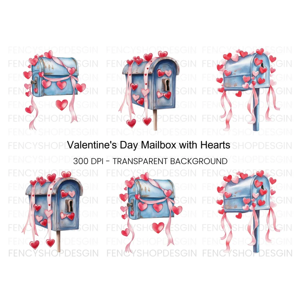 Valentine Mailbox Clipart Bundle