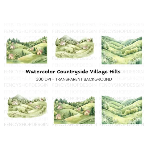 Hillside Village Clipart Bundle