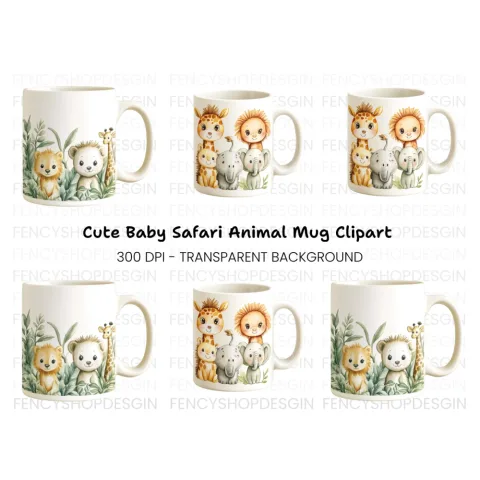 Cute Baby Safari Animals Clipart Bundle
