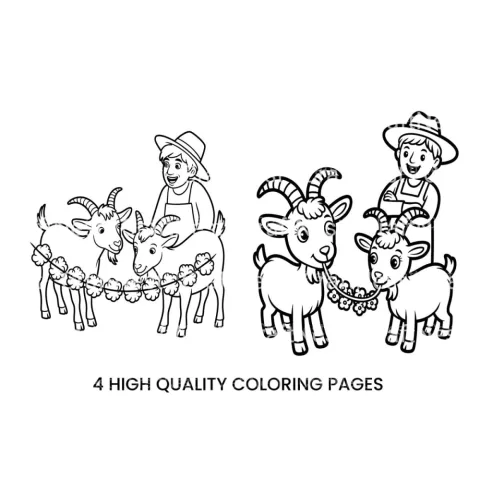 Farmer and Goats Fun Coloring Books