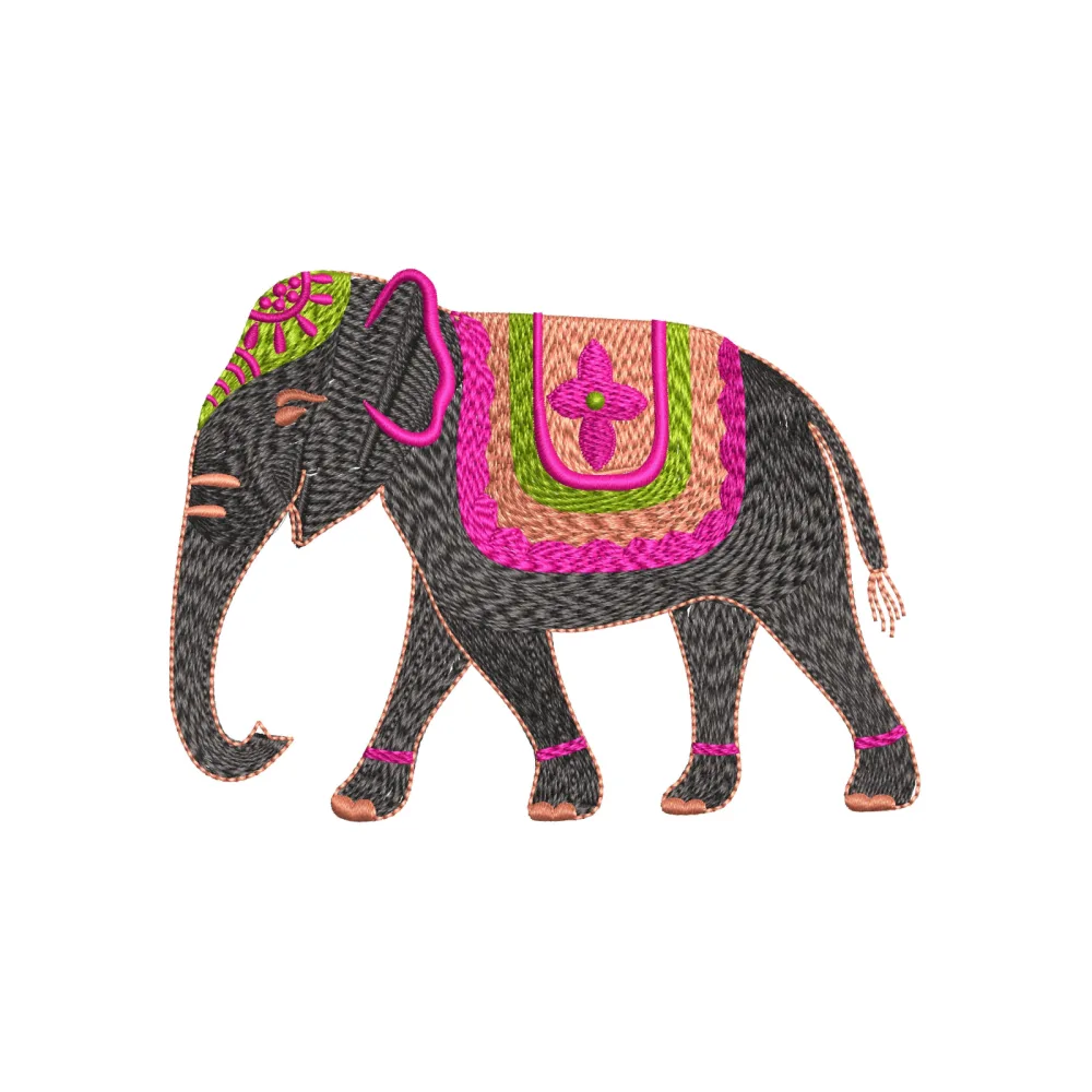 Elephant Asia Embroidery Design