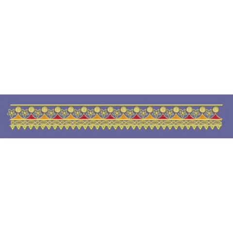 Geometric Bloom Multi Colored Border Embroidery Design