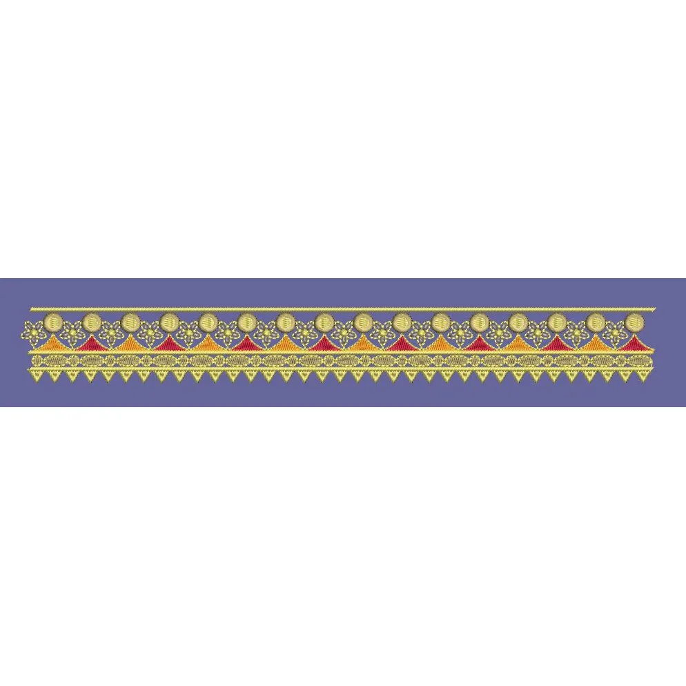 Geometric Bloom Multi Colored Border Embroidery Design
