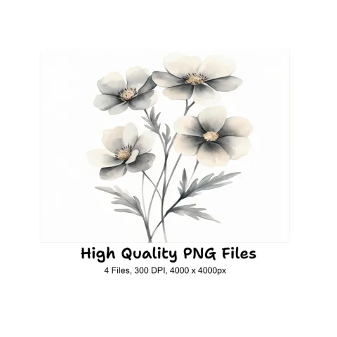 Soft Neutral Floral Clipart Bundle