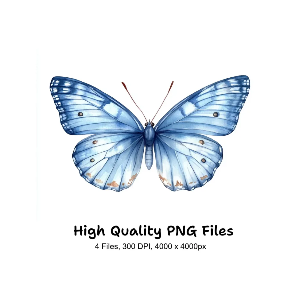 Elegant Blue Butterfly Clipart Bundle