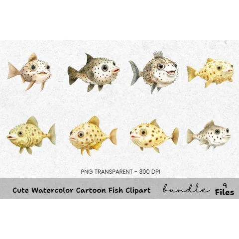 Cute Cartoon Fish Clipart Bundle