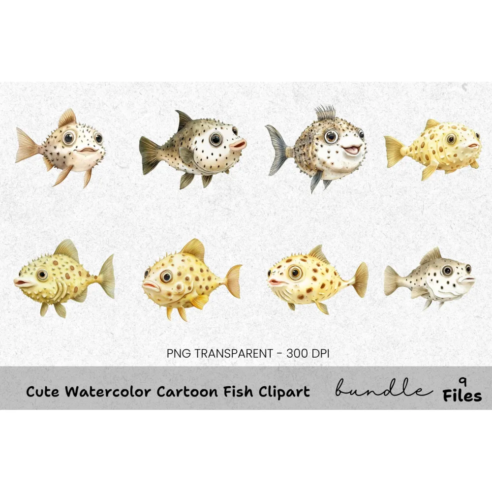 Cute Cartoon Fish Clipart Bundle