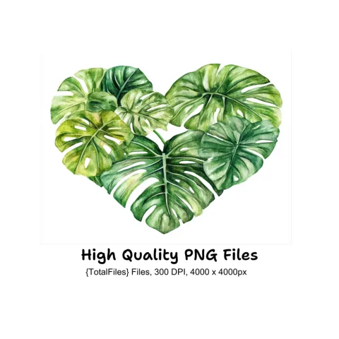 Monstera Heart Clipart Bundle
