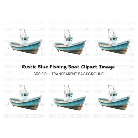 Fishing Boat Illustration Clipart Bundle
