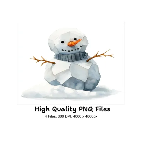 Geometric Snowman Clipart Bundle