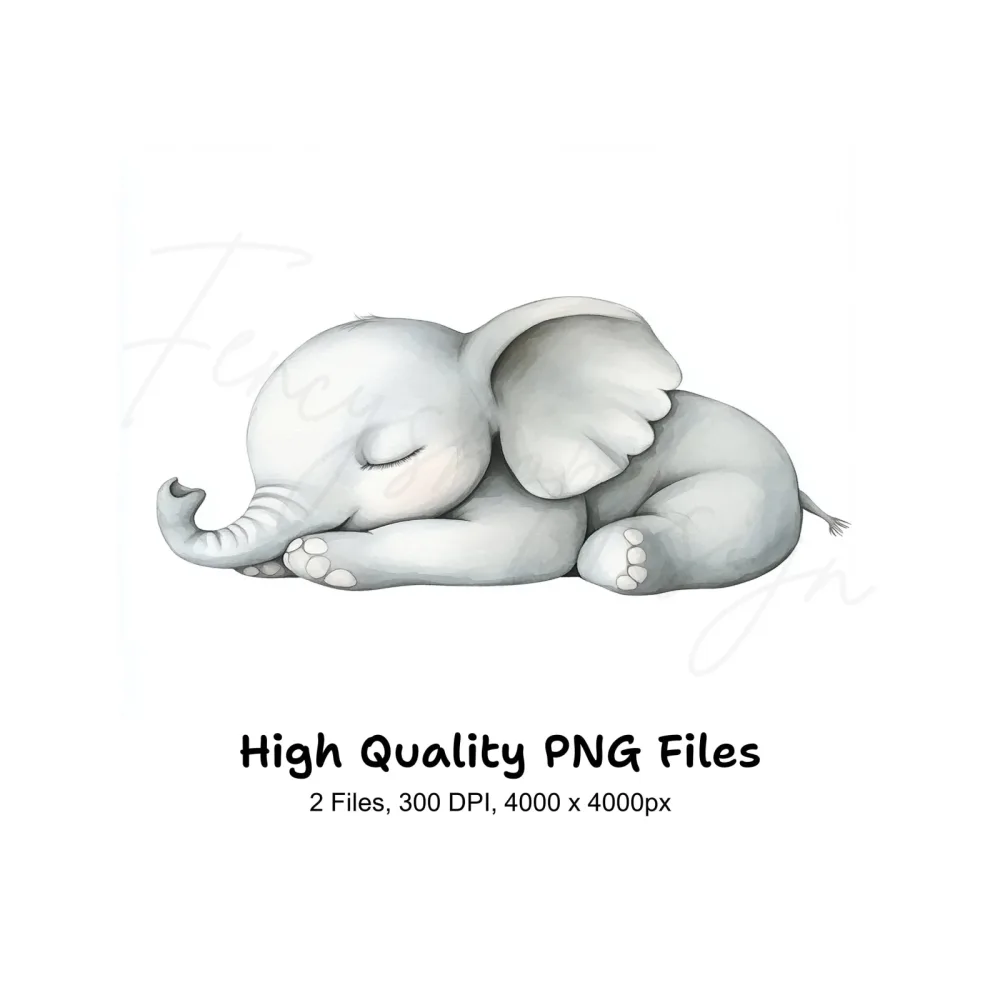 Sleeping Baby Elephant Clipart Bundle