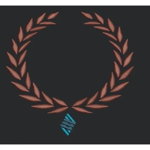 Laurel Wreath Pendant Emblem Embroidery Design