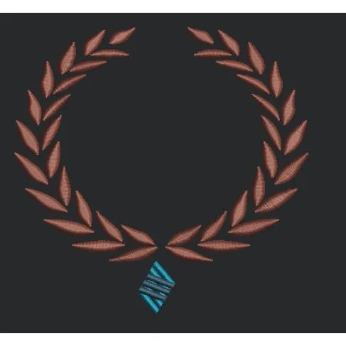 Laurel Wreath Pendant Emblem Embroidery Design