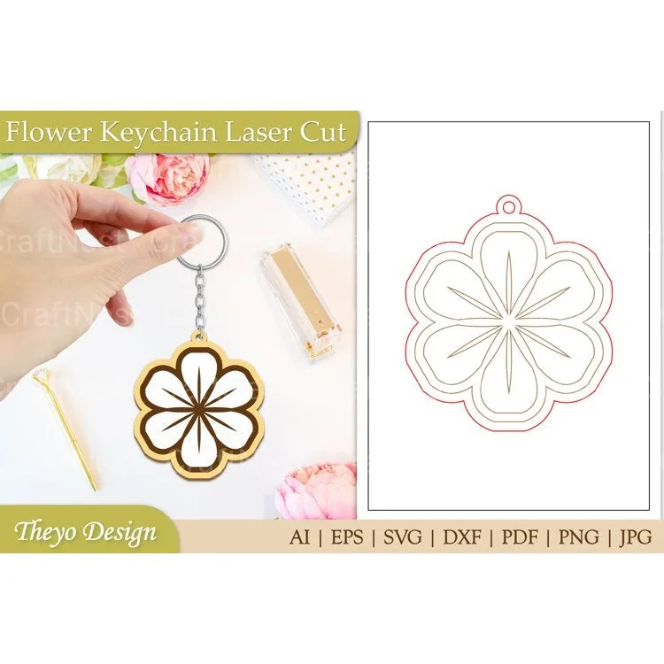 Flower Keychain SVG Bundle