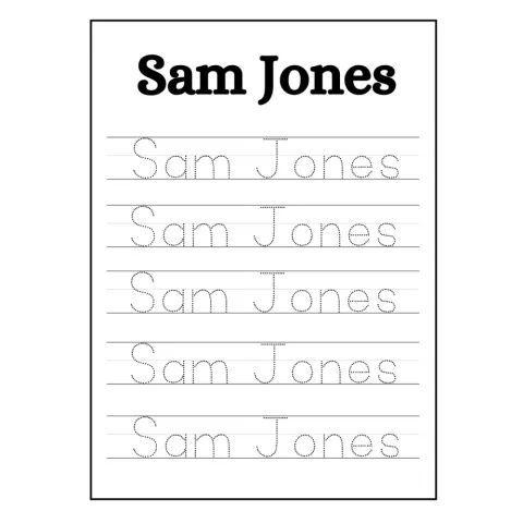 Name Tracing Handwriting Practice Worksheets