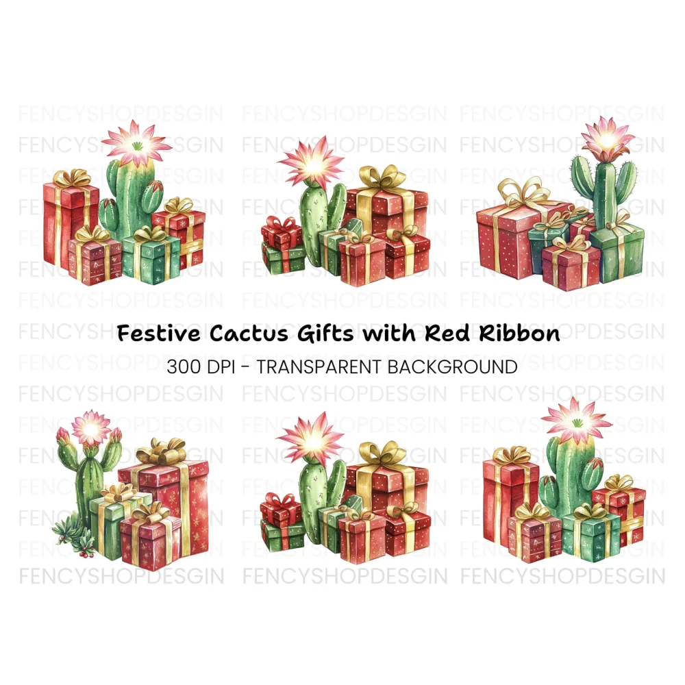 Desert Christmas Presents Clipart Bundle
