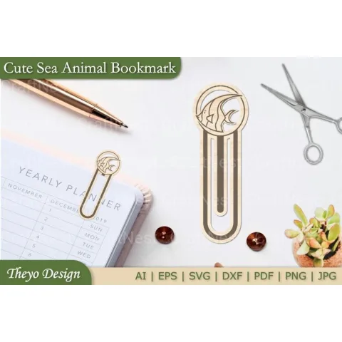 Cute Sea Animal Bookmark SVG