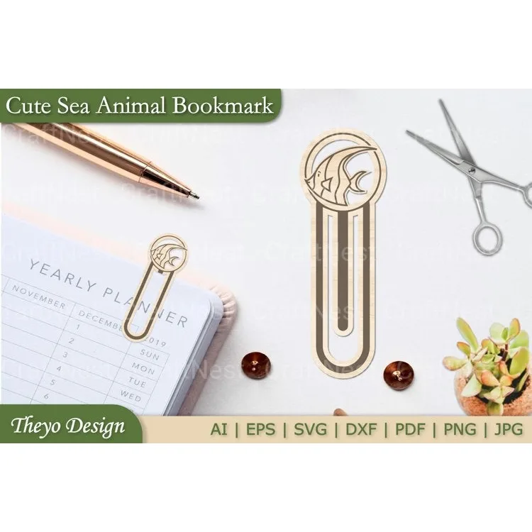Cute Sea Animal Bookmark SVG