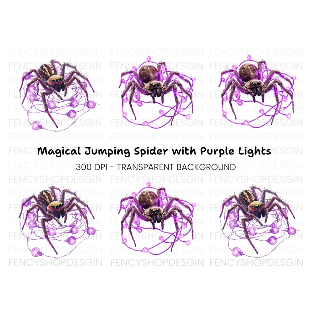 Jumping Spider with Purple Lights Clipart Bundle