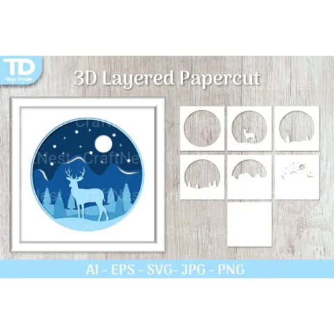 Shadow Box Christmas Layered Papercut SVG