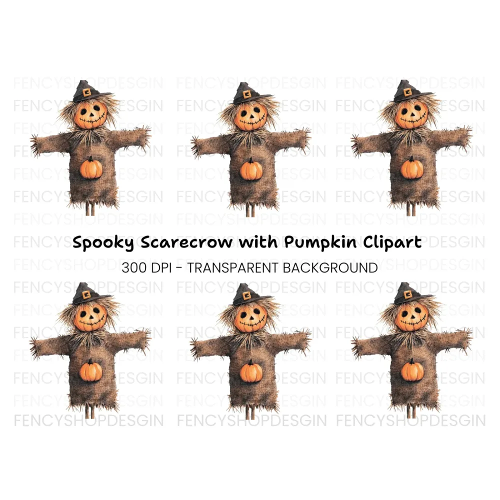 Cute Pumpkin Scarecrow Clipart Bundle