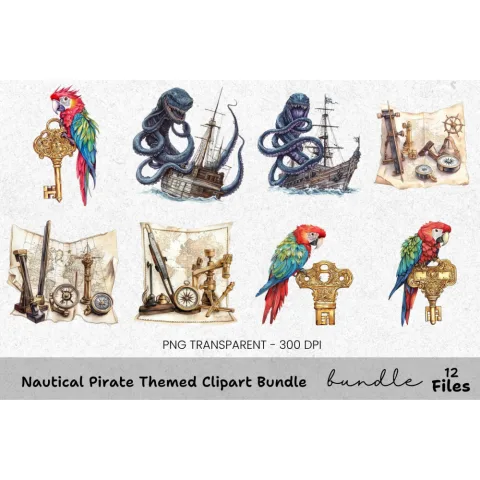 Nautical Pirate Themed Clipart Bundle
