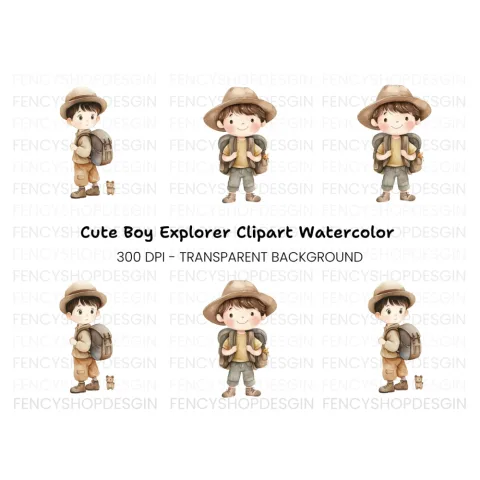 Cute Boy Explorer Clipart Bundle