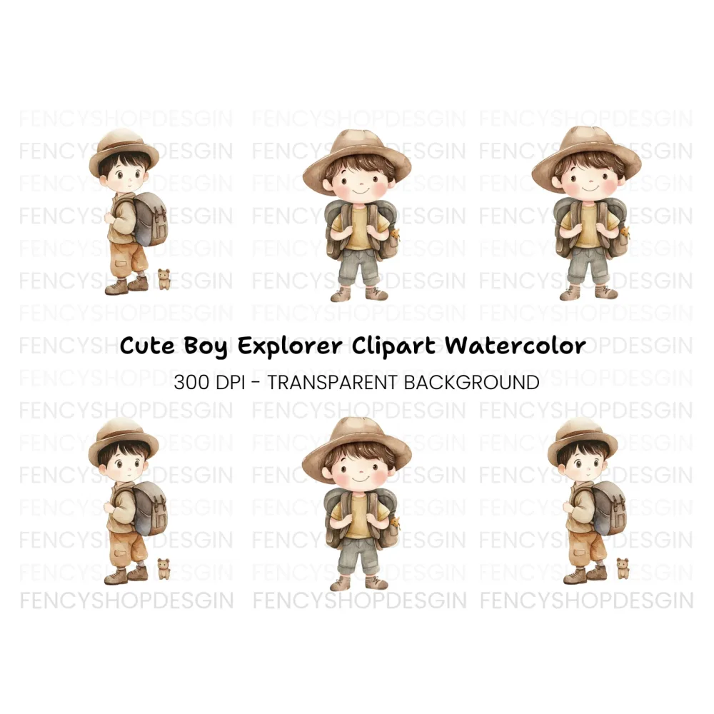 Cute Boy Explorer Clipart Bundle