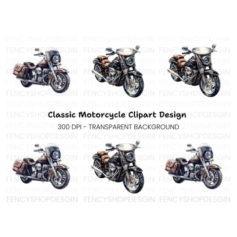 Vintage Motorcycle Clipart Bundle