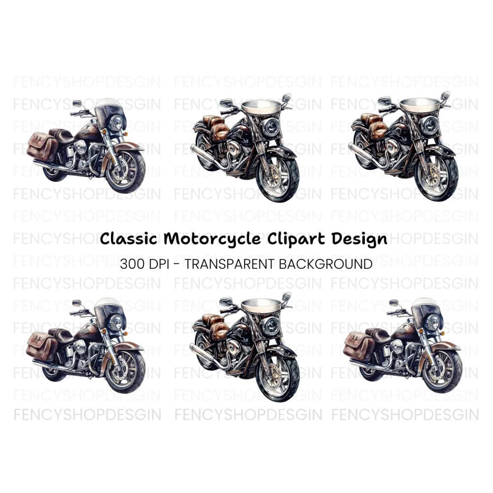 Vintage Motorcycle Clipart Bundle