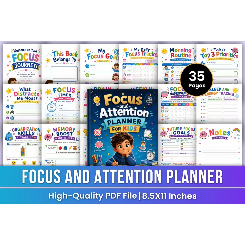 Focus And Attention For Kids Planner