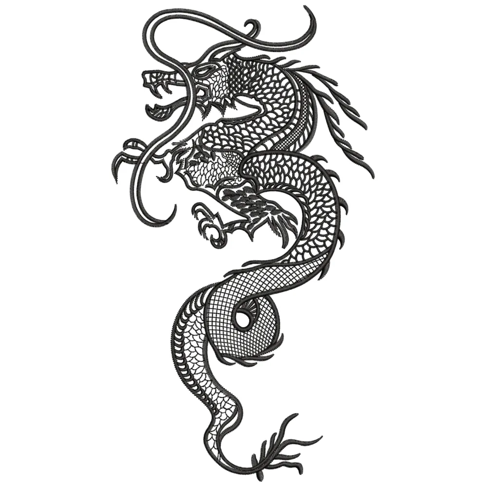 Snake Dragon Embroidery Design