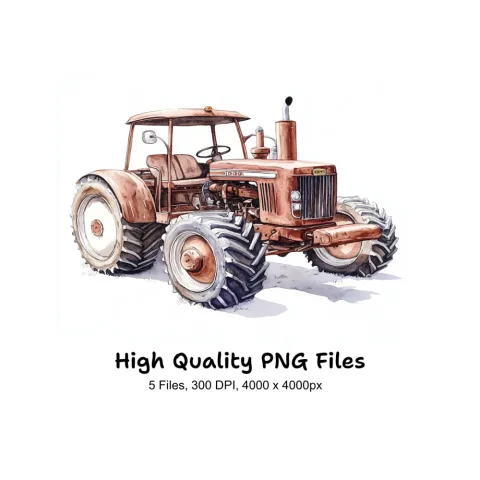 Vintage Tractor Clipart Bundle