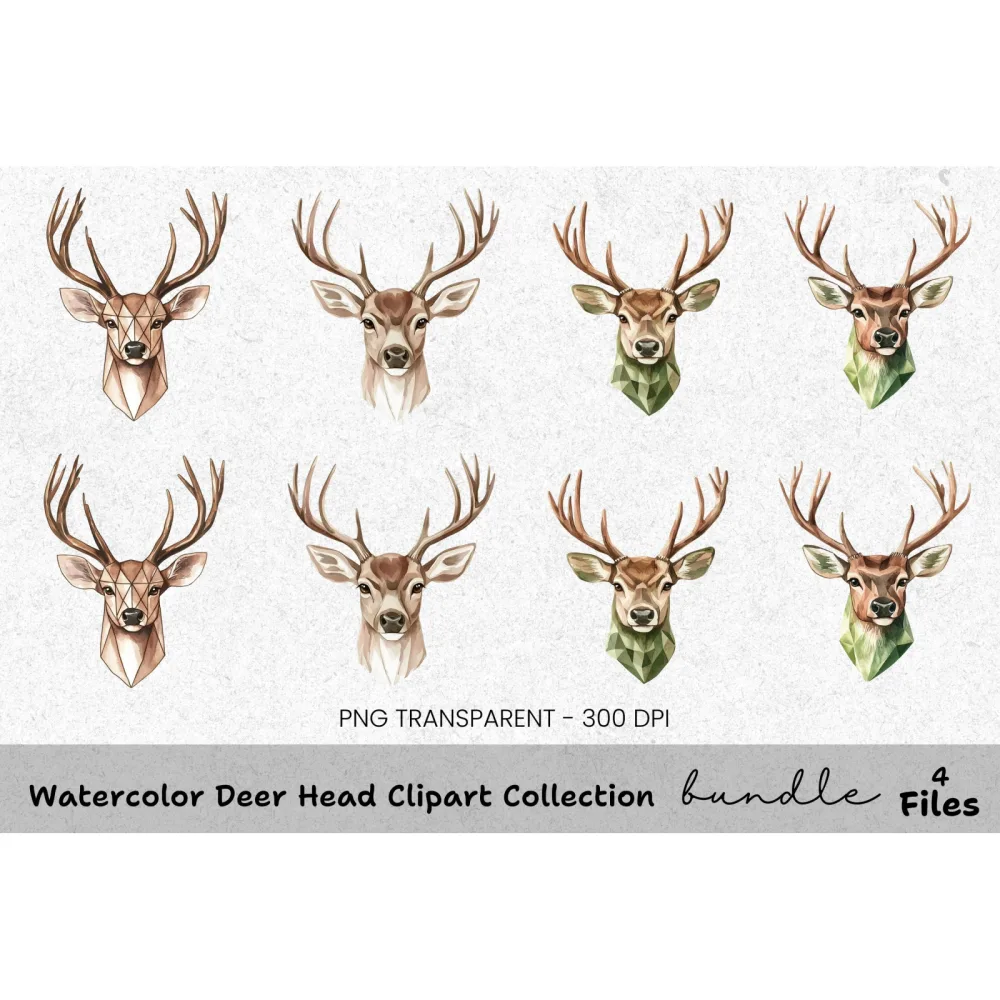 Deer Head Clipart Bundle