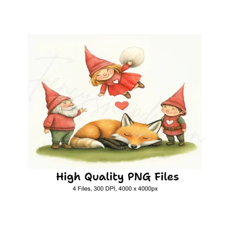Cute Gnomes and Fox Clipart Bundle