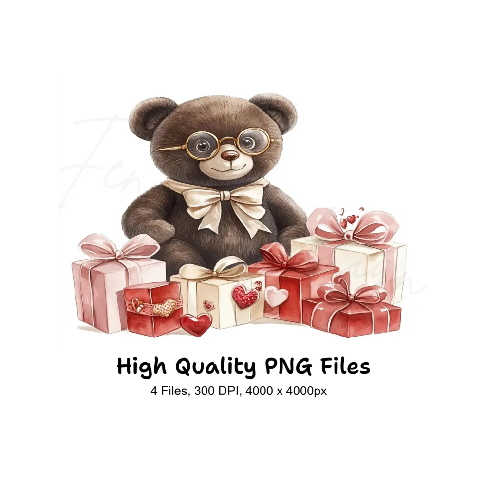 Cute Teddy Bear Valentine Gifts Clipart Bundle