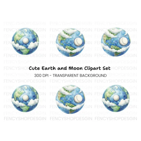 Earth and Moon Clipart Bundle