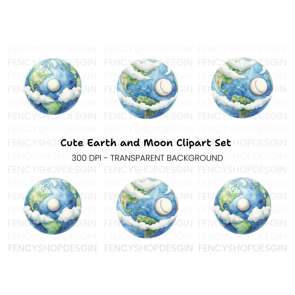 Earth and Moon Clipart Bundle
