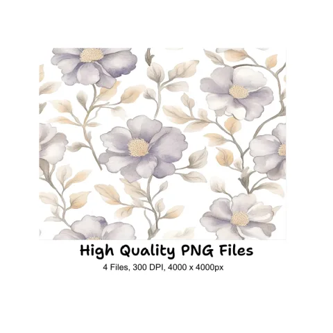 Soft Grey and White Floral Clipart Bundle