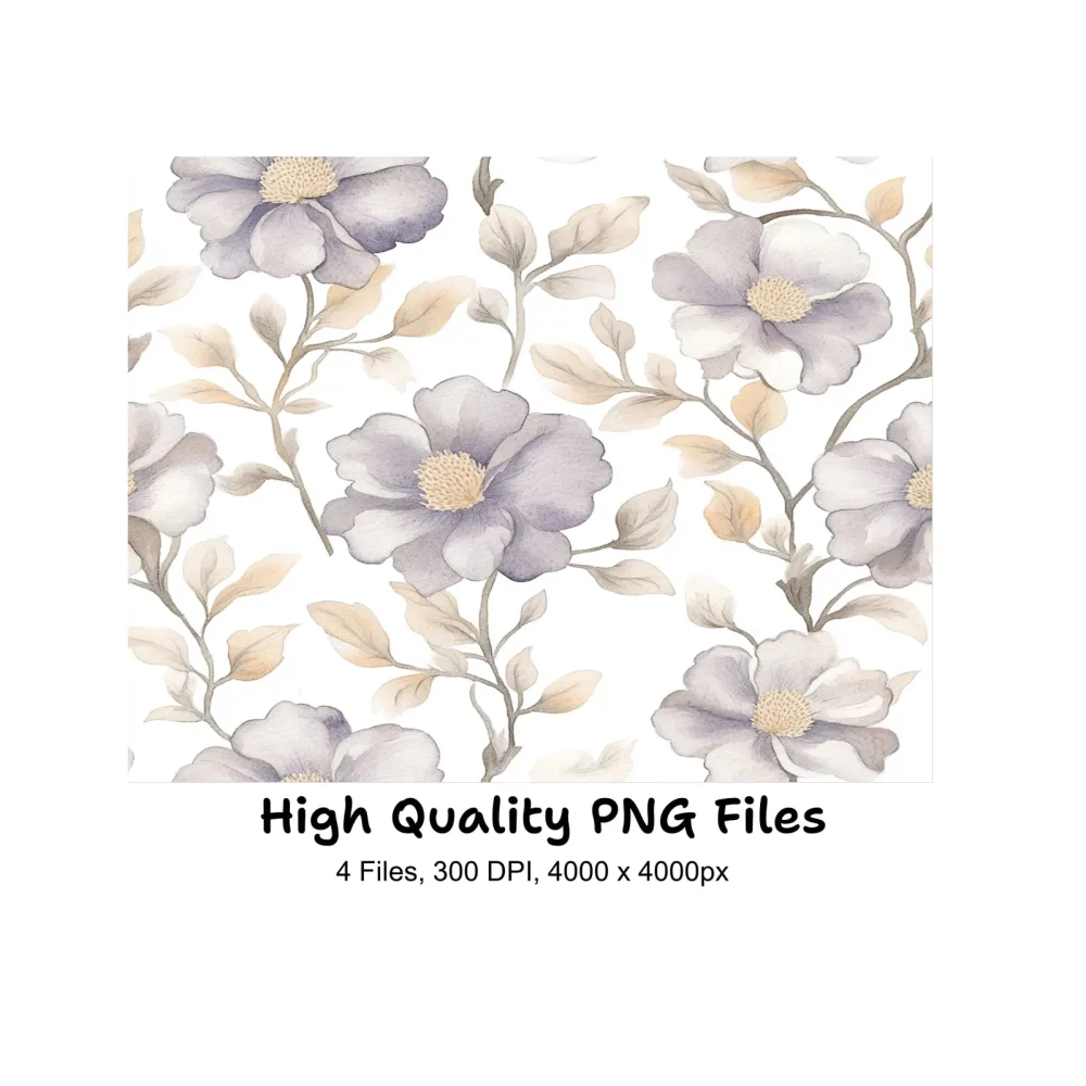 Soft Grey and White Floral Clipart Bundle